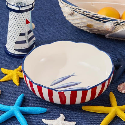 Bico Ocean Wonders Scalloped Pasta Bowls, 36oz Salad Bowl Set of 4, Large - Image 8