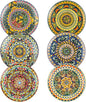 Henten Home Dinner Plates Set of 6, 10.5 Inch Porcelain Plate, Colorful Bohemian Serving Dishes for Kitchen, Pasta, Salad, Decorative, Microwave & Dishwasher Safe