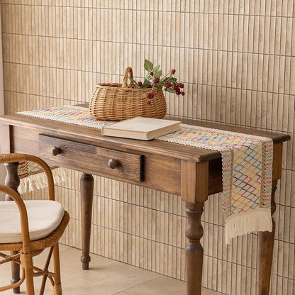 Keketoarrange Boho Macrame Table Runner 12x72 Inch | Woven Burlap Rustic Runner - Image 4