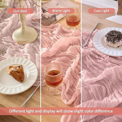 12 Pack Dusty Pink Cheesecloth Table Runner Boho Gauze Home Decor | 120 Inch - Image 7
