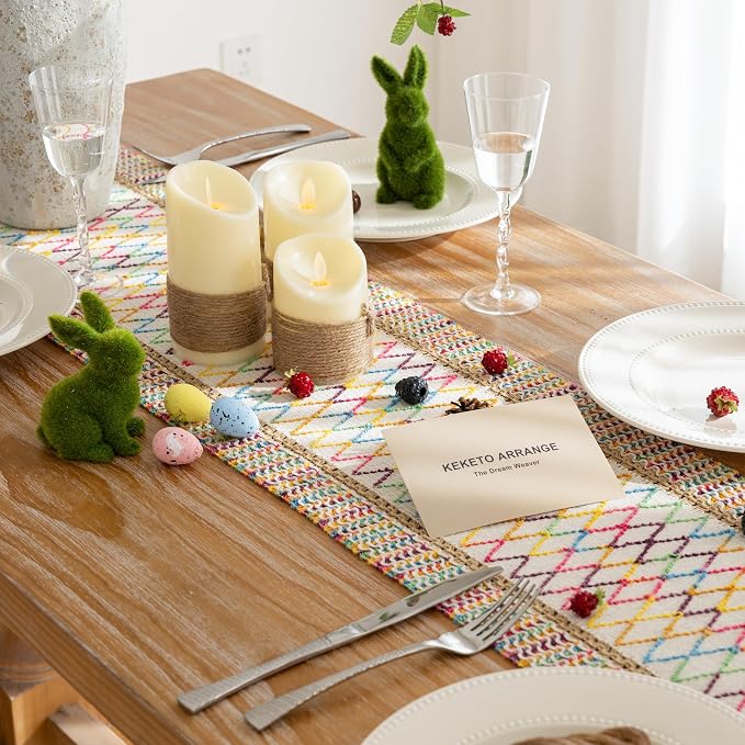 Keketoarrange Boho Macrame Table Runner 12x72 Inch | Woven Burlap Rustic Runner - Image 2