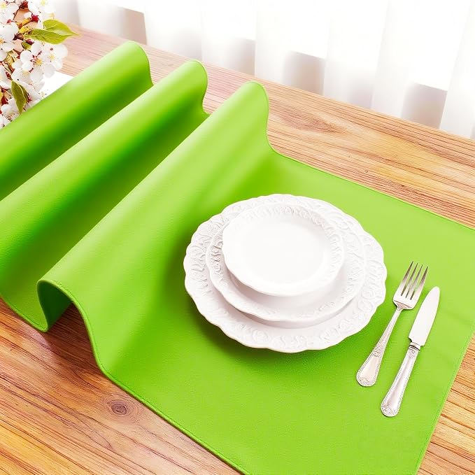 FOLINS&HOME Lime Green Waterproof Decorative Table Runner 48 Inches Long | - Image 3