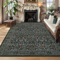 GarveeHome Washable Rug for Living Room, 8x10 Large Area Rug for Dining Room Under Table, Bedroom, Floral Soft Low Pile Non Slip Stain Resistant Carpet for Nursery, Playroom, Office, Dark Black