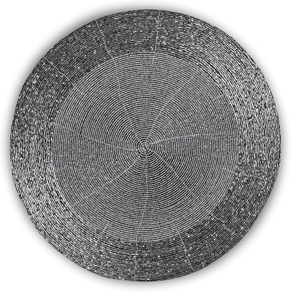 Lightnpro Beaded Placemats Set of 4 - Round Table Chargers - Handmade Rustic Glam Dining Table Mats - Elegant Silver Decorative Placemats for Holidays, Parties & Special Events - 13 Inch Mercury