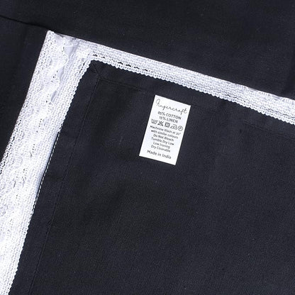 Fingercraft Dinner Cloth Napkin Cotton Linen Set of 12 Mitered Corners with Natural Elegant Lace for Everyday Use Napkins are Pre Shrunk and Good Absorbency with Lace 20x20 in Black