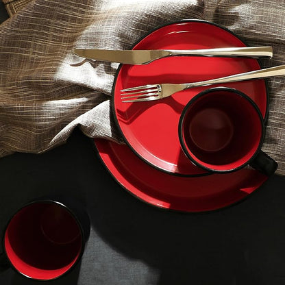 SERVICE FOR 4 - Total of 16 pieces including 8 dinner plates (10”), 4 salad plates (7.5”), 4 bowls (5.75”), and 4 mugs (12 oz), making it the perfect set to service 4 people