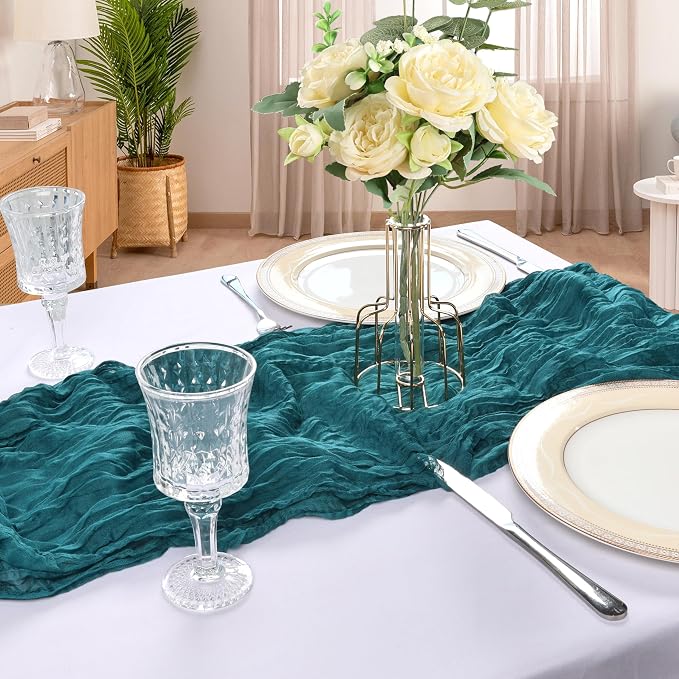 6 Pack 10Ft Teal Cheesecloth Table Runner 23 x 120 Inch | Gauze Rustic Boho - Image 6