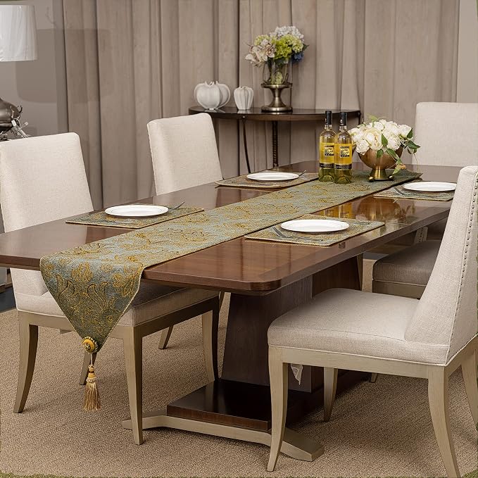 Loom and Mill Luxury Chenille Damask Table Runner 90 inches Long, 13x90 inch - Image 7