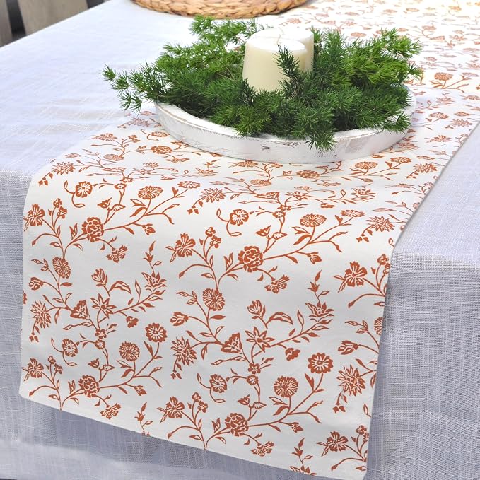 Floral Table Runner 72 Inches Long Vintage Flowers Botanical Design Vintage - Image 2
