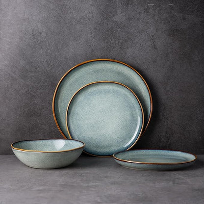 AmorArc Ceramic Cereal Bowls Set of 6, 24 oz Handmade Stoneware Bowls for Cereal Soup Salad Bread, Stylish Kitchen Bowls for Meal, Dishwasher & Microwave Safe, Ocean Blue