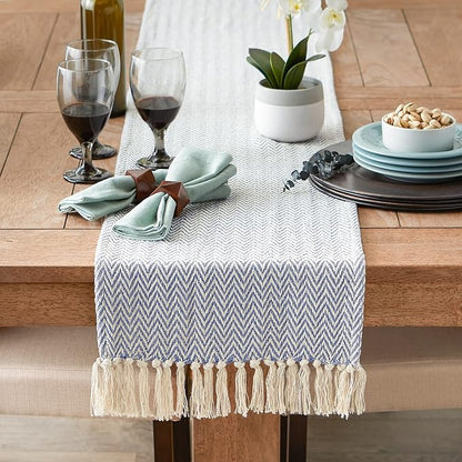 DII Woven Basic Tabletop Collection, Chevron Table Runner, Stone Blue - Image 4