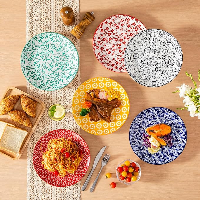 vancasso 10.25" Ceramic Dinner Plates Set of 6, Muted Vintage | Microwave - Image 9