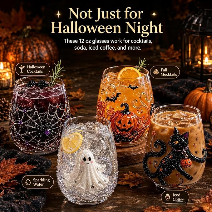 3D Halloween Artisan Glassware Collection, Halloween Artisan Glass Cups | - Image 3