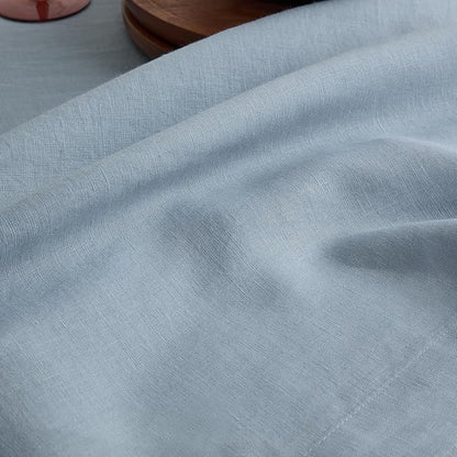 Solino Home Dusty Blue Linen Tablecloth 70 x 70 Inch - 100% Pure Linen Square Table Cloth - Sonoma, Machine Washable Tablecloth for Winter, Spring, Easter