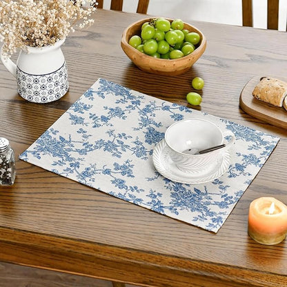 Pastoral Placemats for Dining Table Set of 6, Reversable & Heat-Resistant - Image 3