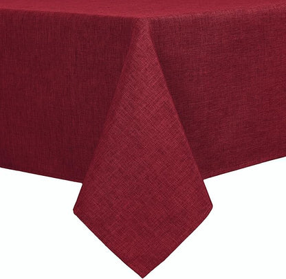 Hiasan Faux Linen Rectangle Tablecloth - Wrinkle and Stain Resistant Washable Table Cloth for Kitchen Dining Room Holiday Table Cover for Dinner, Red, 60 x 84 Inch