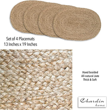Set of 4 Jute Braided Oval Placemats – 13x19 Inch Rustic Natural Jute Table - Image 5