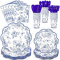 NatNarr Blue Floral Party Supplies Set by NatNarr