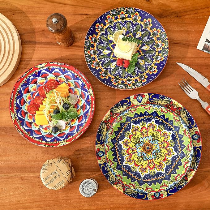 Ceramic Dinner Plate Set of 6-10.5 Inch Large Porcelain Plates - Image 8