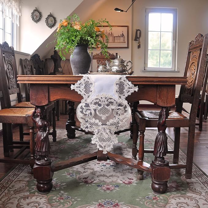 Elegant Vintage Lace Table Runner 72 inches Long - Image 9