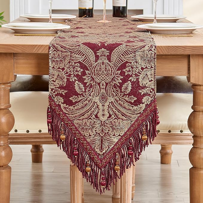 Loom and Mill Luxury Table Runner 108 Inches Long, Classic Jacquard Dining by LoomandMill
