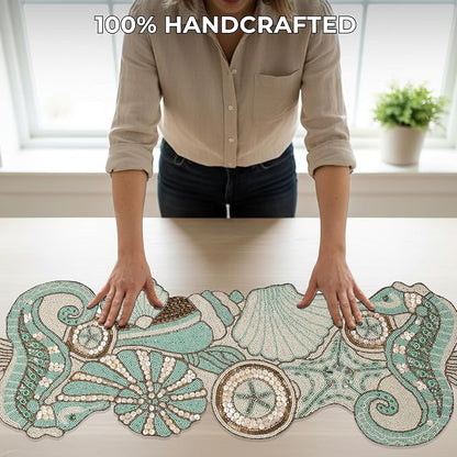 Coastal Beaded Table Runner, glass beads, polyester backing, coastal animal - Image 8