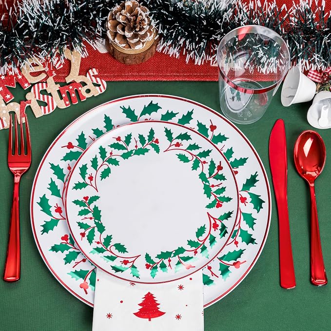 175Pcs Disposable Christmas Plates & Napkins - Image 7