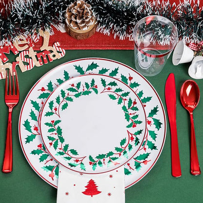 175Pcs Disposable Christmas Plates & Napkins - Image 7