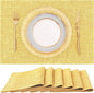 homing Cotton Linen Placemats Set of 6, Cloth Washable Farmhouse Dining Table Mats for Indoors & Outdoors, Easy to Clean, Mustard Yellow, 13 x 19 Inch