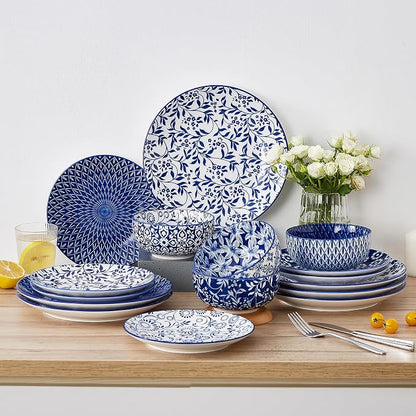 vancasso 8.25" Blue Salad Plates Set of 6, Porcelain Dessert | Microwave - Image 9