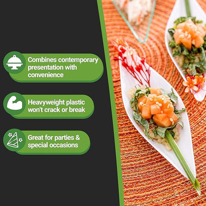 Restaurantware 1 Ounce Dipping Sauce Bowls 100 Disposable Dipping Sauce Dishes - Canoe Shaped Unique Design White Plastic Small Dishes For Dips Appetizers Desserts Or Samples
