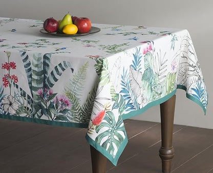 Maison d' Hermine Table Cloth Rectangle Table 100% Cotton 70 x 120 Inches Tablecloth Reusable Decorative for Dining Room Farmhouse Home Valentines Day Decorations Spring Summer - Tropiques