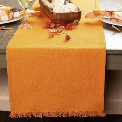 DII Everyday Collection, Fringed Solid Tabletop, Table Runner, Pumpkin Spice - Image 3