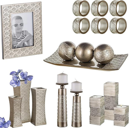 Creative Scents Dublin Silver Napkin Rings Set of 6 - Elegant Dining Table Decor Napkin Holder Rings - Table Setting Decorations for Thanksgiving, Fall, Holiday Dinner
