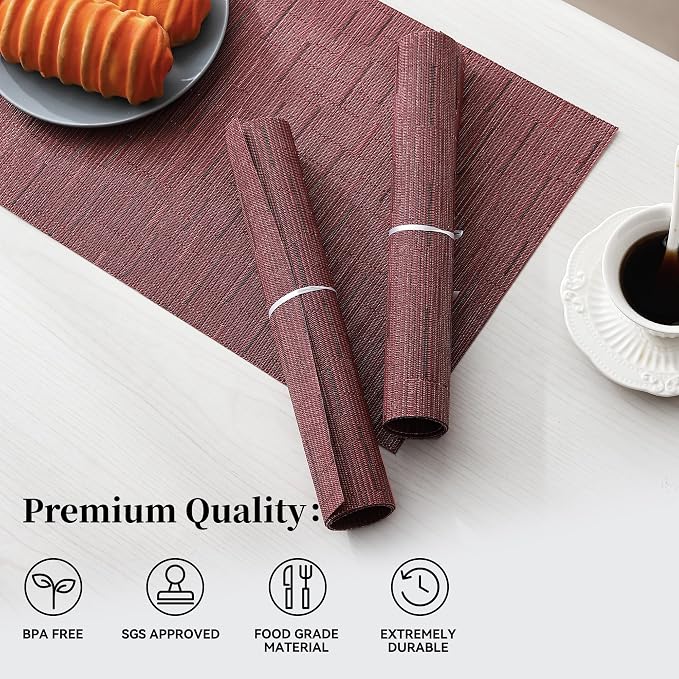 Leetaltree Burgundy Placemats Set of 6 - Image 2