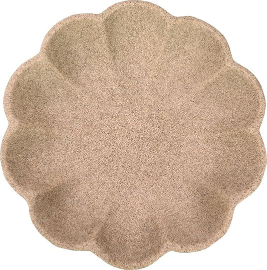Large Handmade Decorative Bowl decor, Scalloped Pedestal Bowls for Modern Home Decor,Ruffle Decor,Stylish Key Bowl for Entry Table,Decorative Fruit Bowl for Kitchen Counter,Artificial Stone Beige