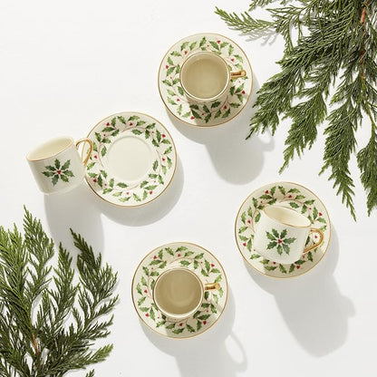 Lenox 894178 Holiday 4-Piece Espresso Cup & Saucer Set, Christmas Dinnerware - Image 2
