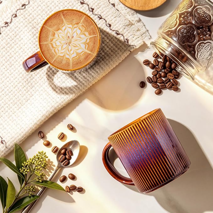 theterra Ceramic Coffee Mugs Set of 6, 14.2 oz Coffee Cups - Image 2