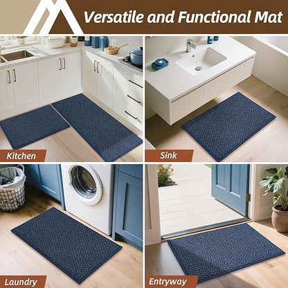 COSY HOMEER Kitchen Rugs 20"x32" Non-Slip Kitchen Mats for Floor Absorbent Stain Resistant Kitchen Floor Mat Machine Washable Rugs for Kitchen,Hallway,Sink,Navy Blue