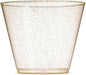 100 Glitter Plastic Cups - 9 Oz Clear Plastic Cups Old Fashioned Tumblers -Gold by Munfix