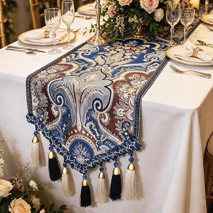 Banquet Table Runner 94" Navy Blue by Jiino