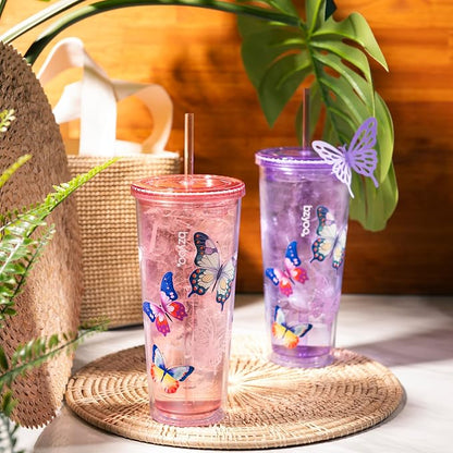 bzyoo 24oz Plastic Tumbler Cup, Lid & Straw, Iced Coffee, dishwasher safe - Image 6