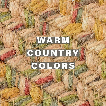 Homespice Harvest Jute Woven Round Placemats Set of 6, 15", Warm Country Decor, Multicolor Table Mats - Vibrant Colors, Durable, Easy to Clean and Protects Furniture