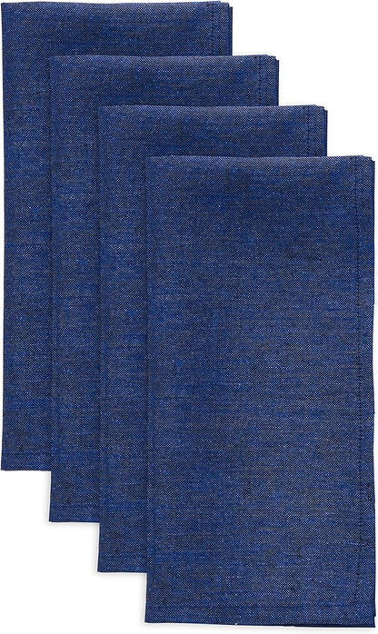 Solino Home Linen Napkins Set of 4-100% Pure Linen Royal Blue Dinner Napkins Cloth 20 x 20 Inch - Athena, Handcrafted and Machine Washable