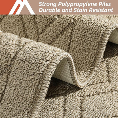 COSY HOMEER 48x20 Inch/30X20 Inch Kitchen Rug Mats Made of 100% Polypropylene 2 Pieces Soft Kitchen Mat Specialized in Anti Slippery and Machine Washable for Home Kitchen,Beige
