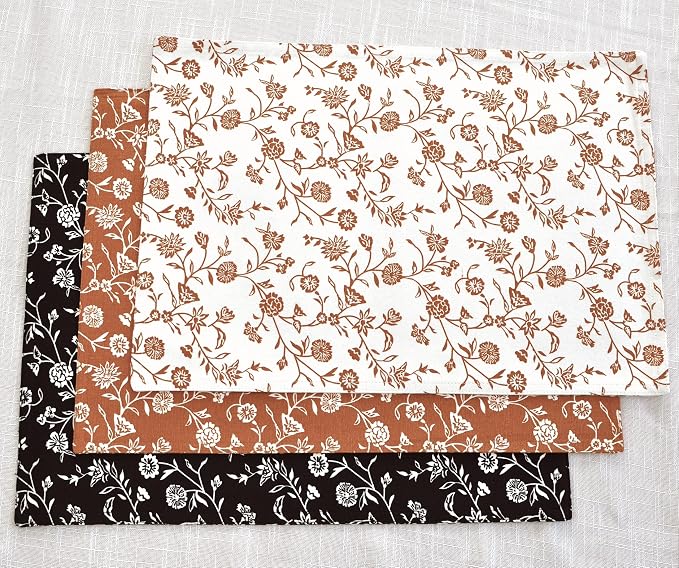 Floral Placemats Flowers Botanical Design Rustic Vintage Rectangular Washable - Image 5