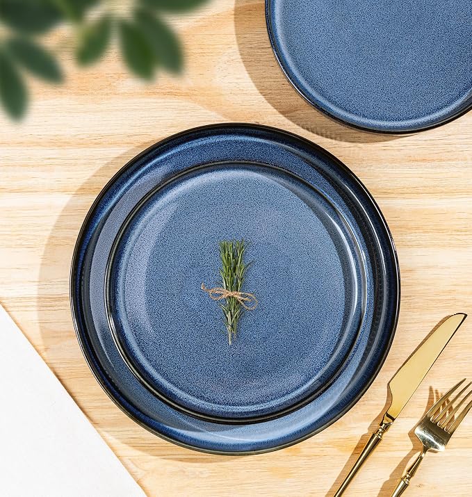 Ceramic Dinnerware Set for 8, 24-Piece Plates and Bowls Set | Lightweight - Image 2