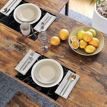 Table Placemats Set of 6 Abstract Black Marble Texture Place Mats Washable Kitchen Dining Linen Table Mats Stain Heat, for Home Party Indoor 12x18 in