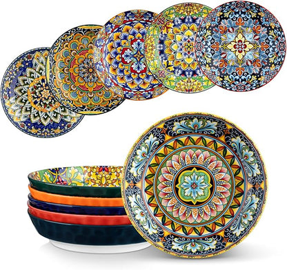 vancasso 32 Oz Pasta Bowls Set of 6, Ceramic Bohemian Soup Salad Bowls | by vancasso