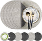 13-Inch Faux Leather Round Placemats Set of 6, Waterproof Anti-Slip Dual Sided Place mats, Heat Resistant Washable Table Mats with Coaster, Suitable for Indoor & Outdoor (6, Black Light Gray)